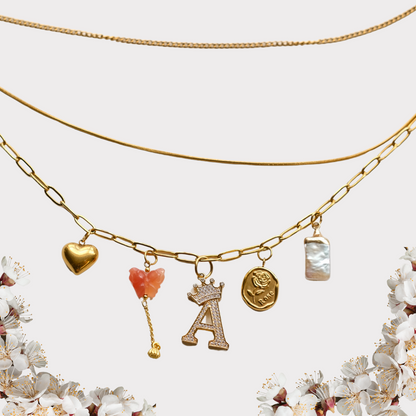 Personalized Initial Charm Triple Chain Necklace-customization