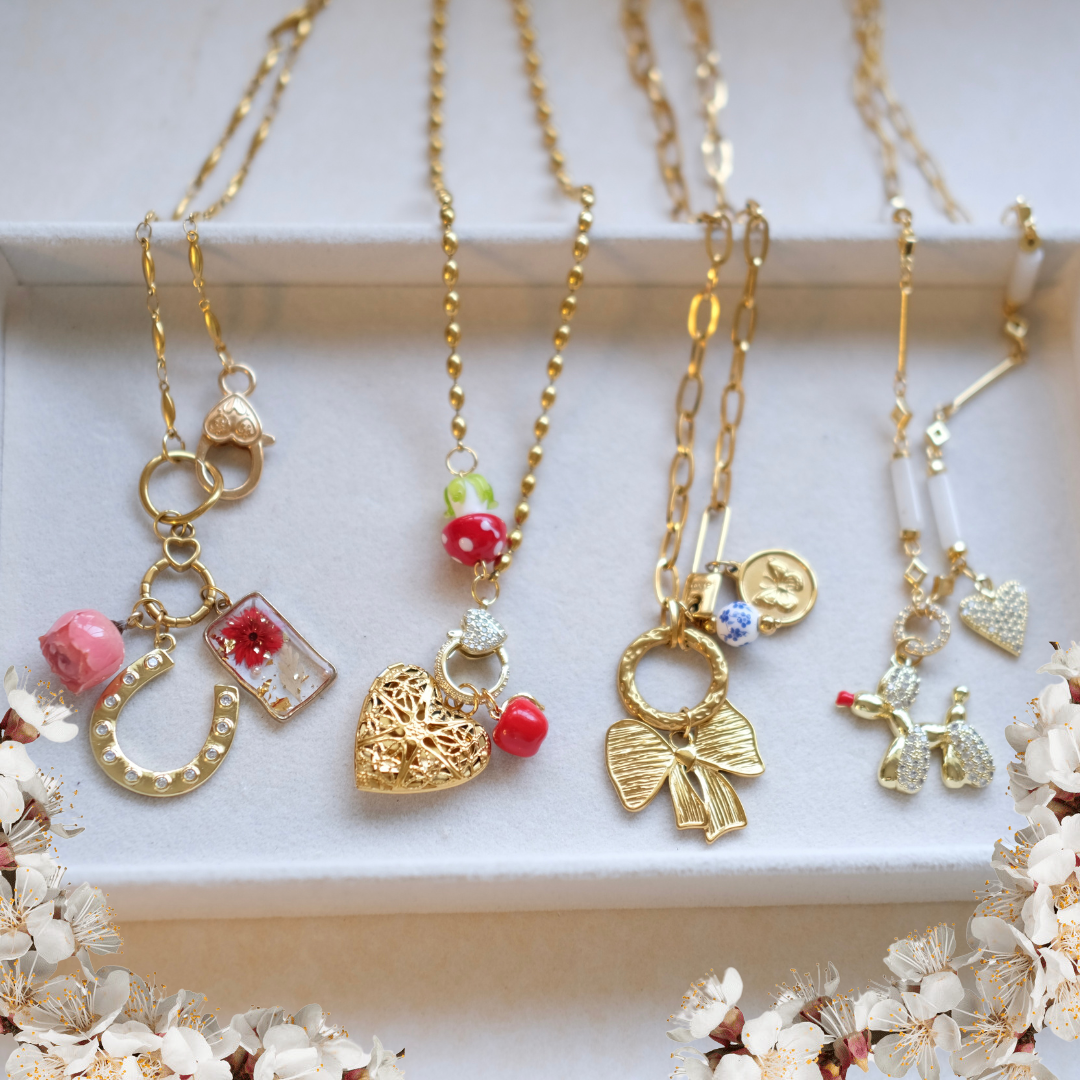 Gold Jewelry Aesthetic: Cute Handmade Lucky Charm Necklaces