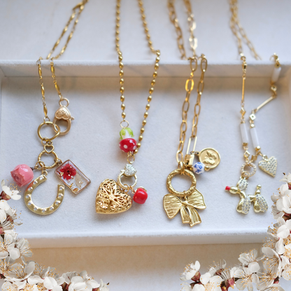 Gold Jewelry Aesthetic: Cute Handmade Lucky Charm Necklaces