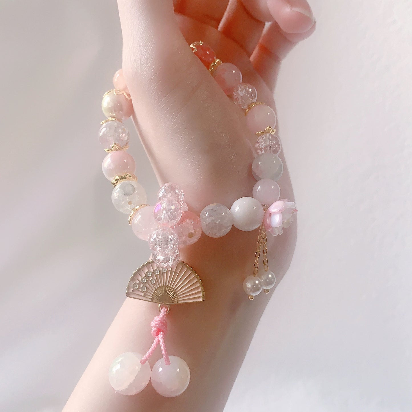 Fashion women Sakura pink handmade agate cystal beads