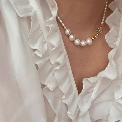 Collar de 5 perlas barrocas con perlas naturales de agua dulce, joyería de moda para mujer