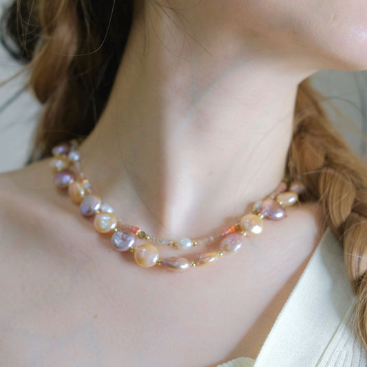 colorful baroque pearls necklace woman fashion