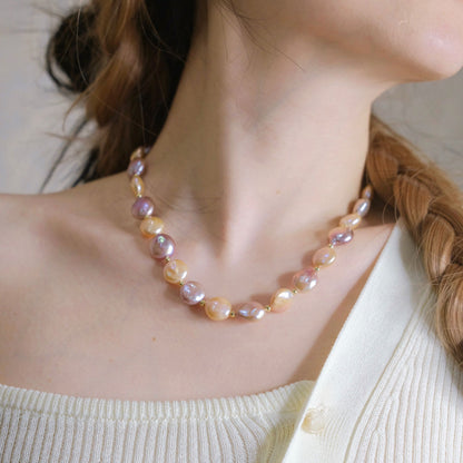 colorful baroque pearls necklace woman fashion