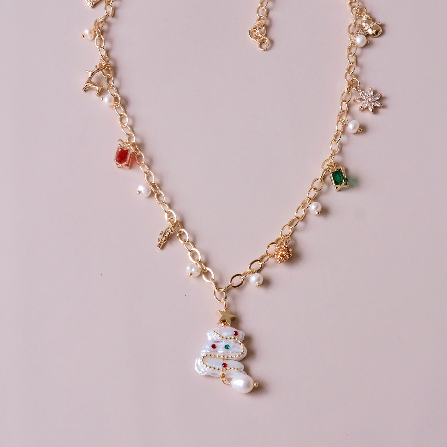 Christmas tree pearl pendant Pearls Necklace -Christmas pearls pendant set fashion jewelry