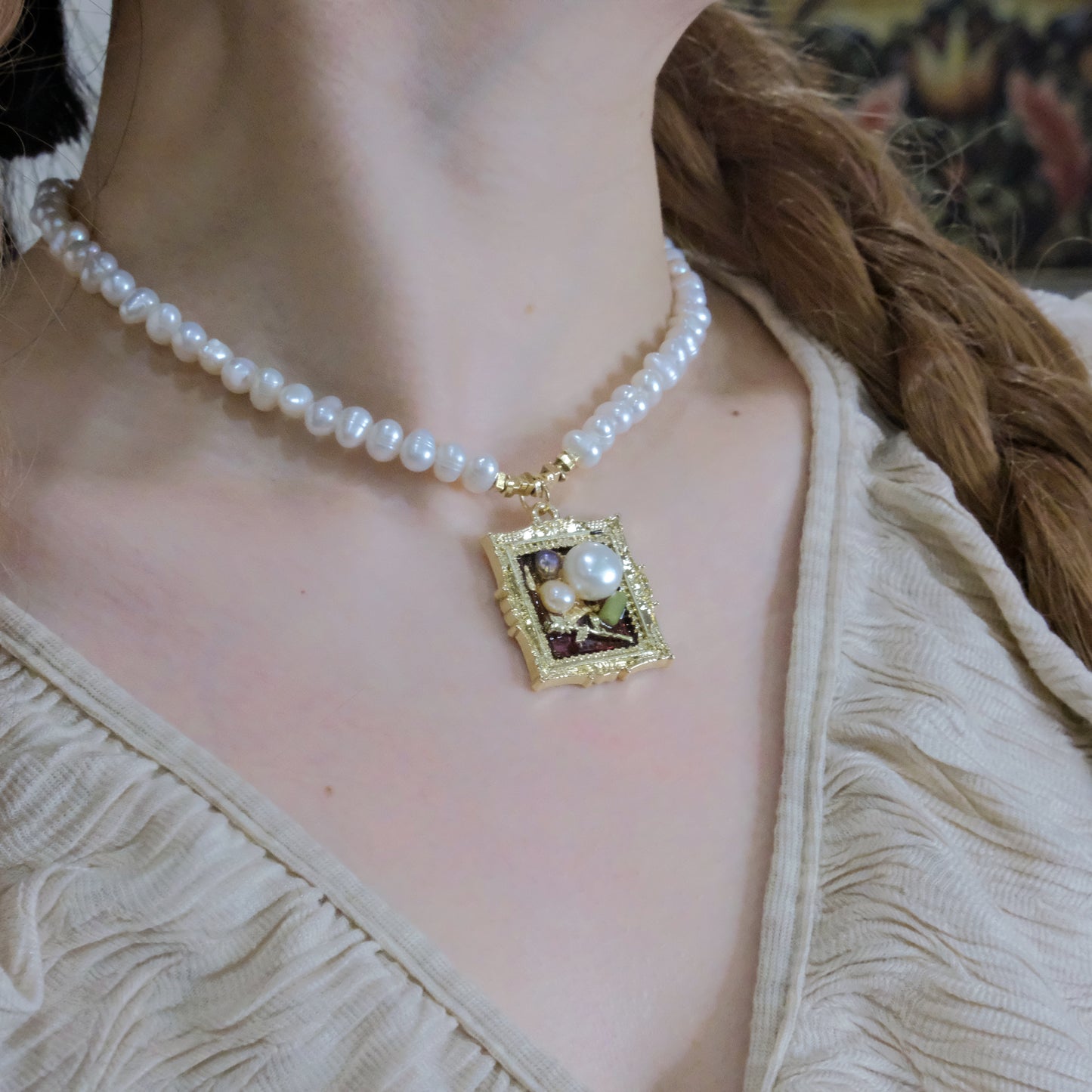 Perla con collar de perlas de piedra dorada rota diseñada MEJOR VENTA DEL AÑO venta limitada