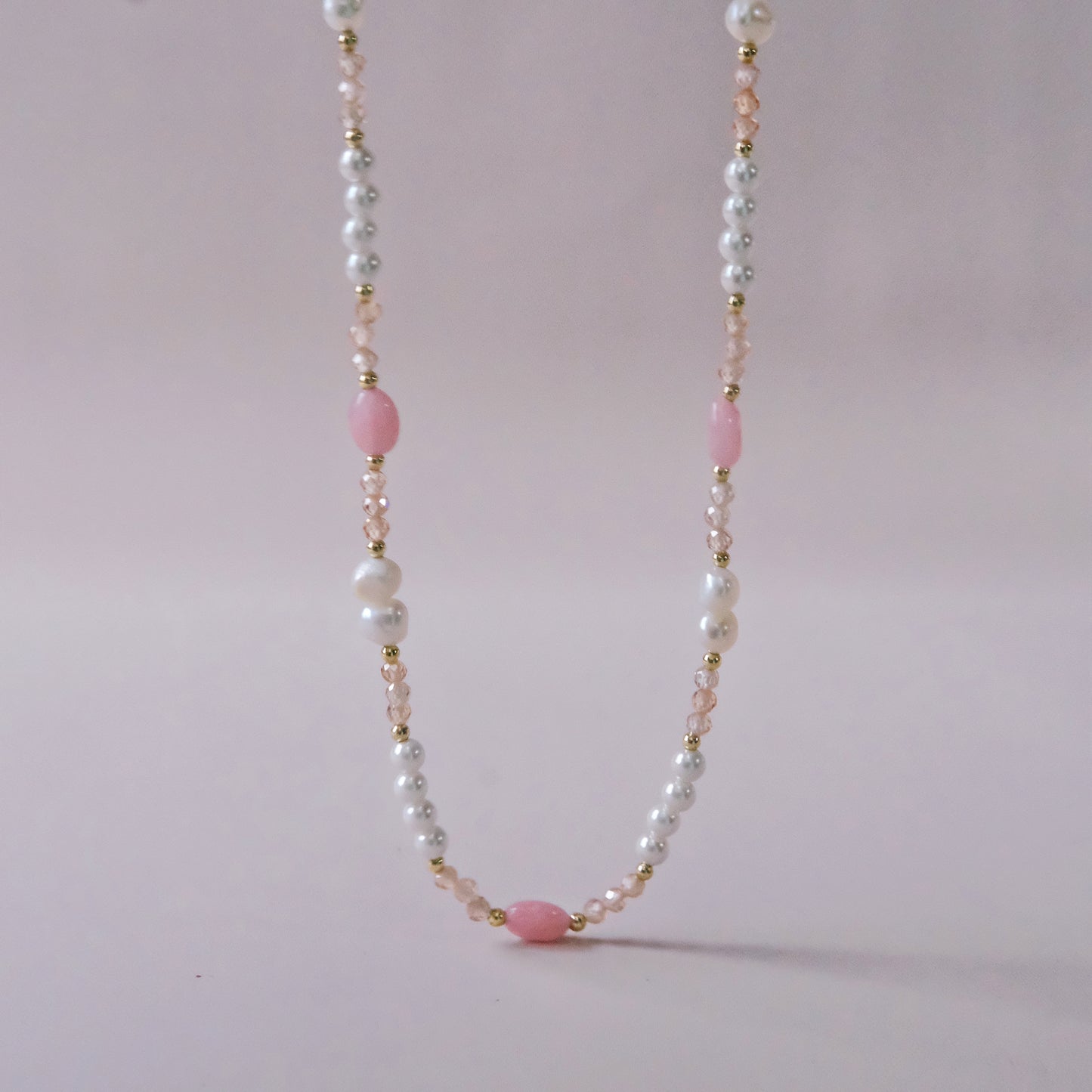 Collar de perlas de agua dulce con piedra natural rosa, joyería de moda para mujer, la mejor venta del año