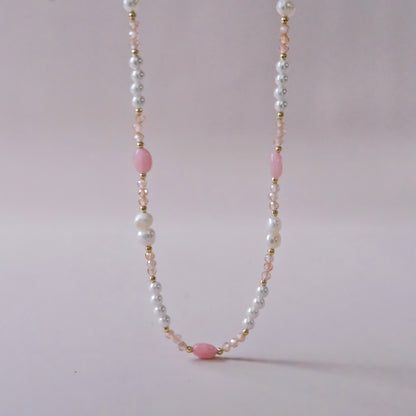 Pink Nature stone with freshwater pearls necklace L fashion woman jewelry Best sale in the year