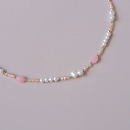 Collar de perlas de agua dulce con piedra natural rosa, joyería de moda para mujer, la mejor venta del año