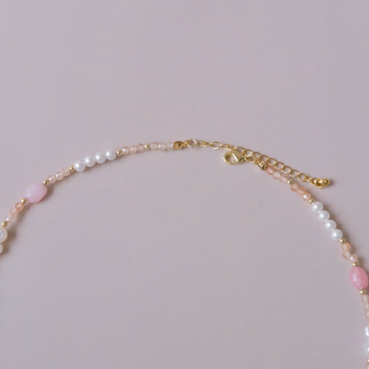 Collar de perlas de agua dulce con piedra natural rosa, joyería de moda para mujer, la mejor venta del año