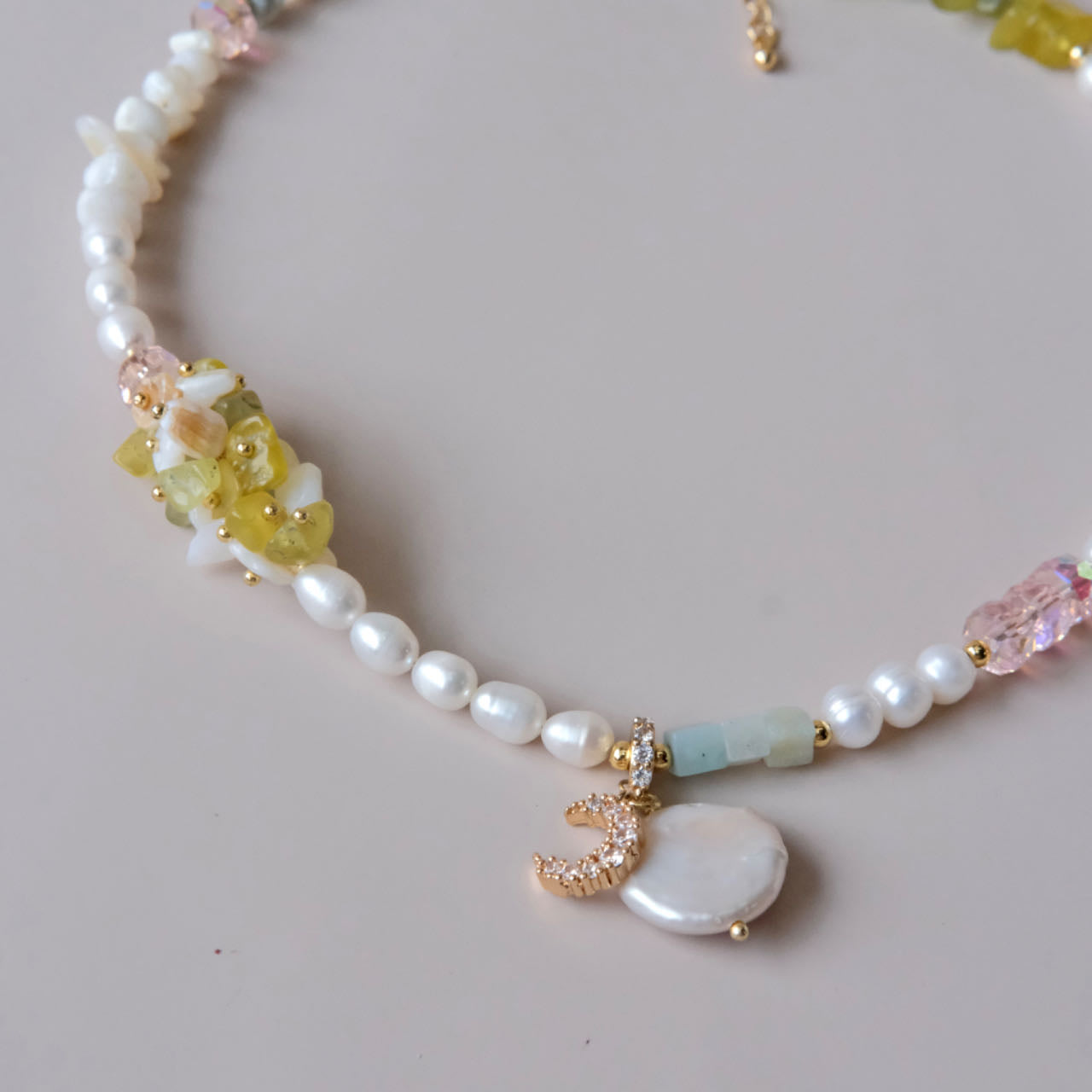 summer moon pearl necklace Fashion women jewelry beads handmade pearls necklace