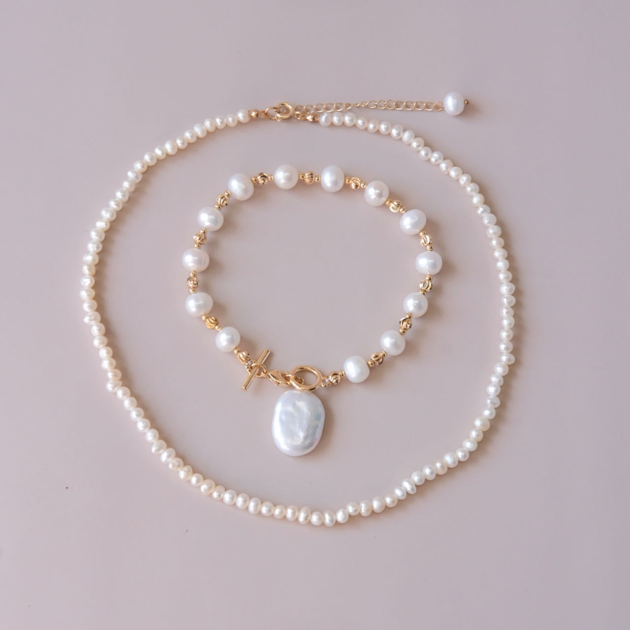 Handmade pearls necklace in three style fashion woman jewelry