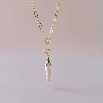 Single keshi pendant Chain necklace pearls necklace