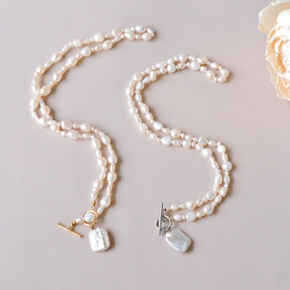 Long pearls necklace with Baroque pearl pendant