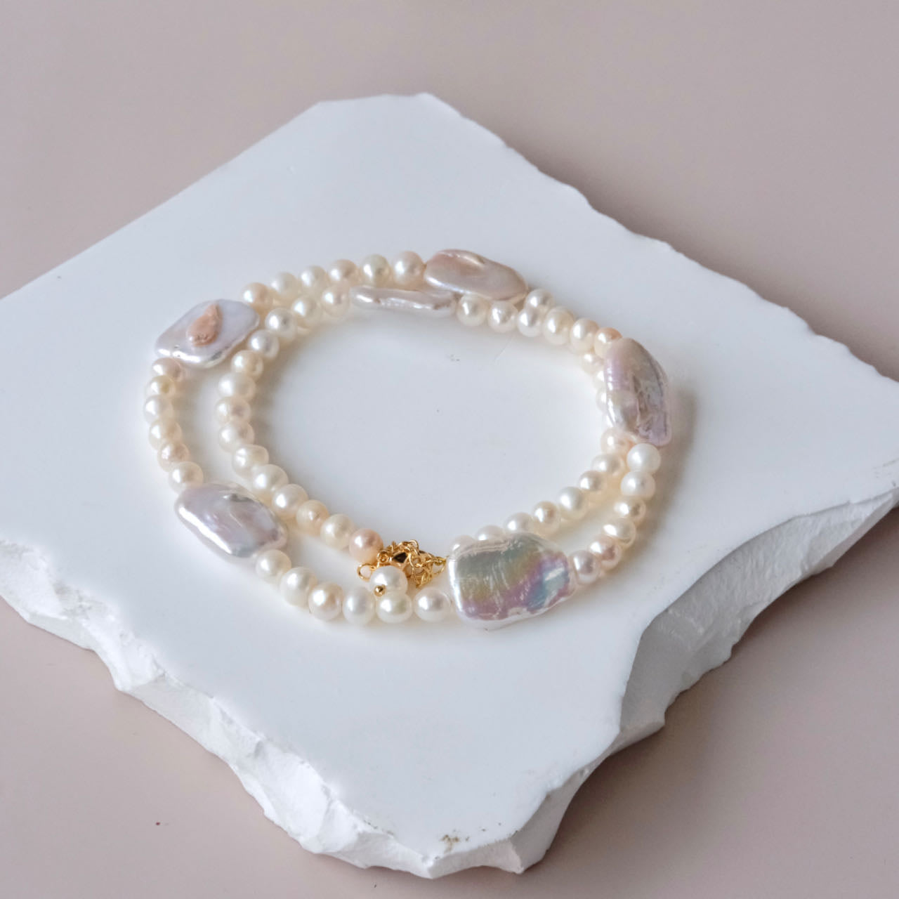 Baroque pearls necklace squre shape