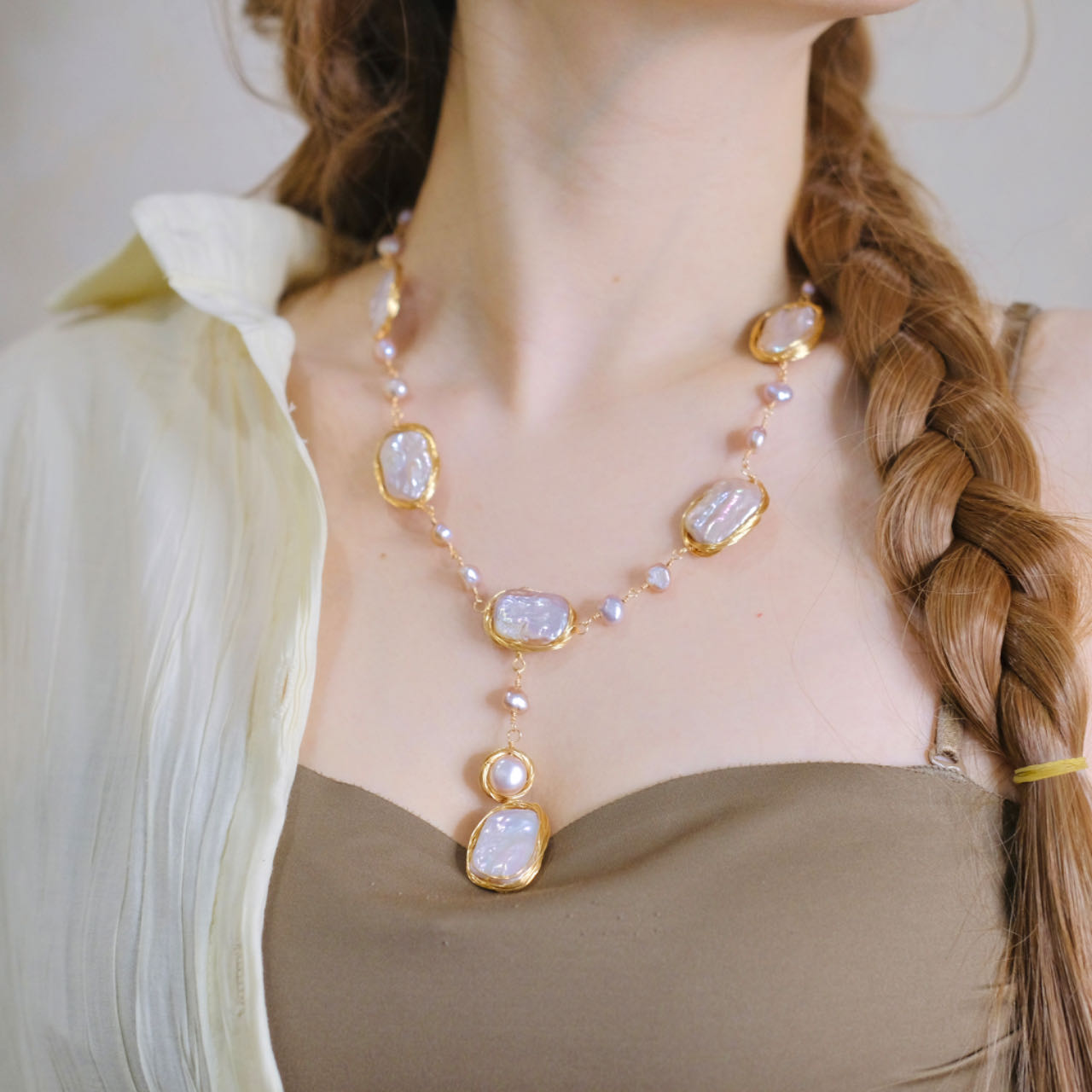 Baroque pearls wired pearls necklace