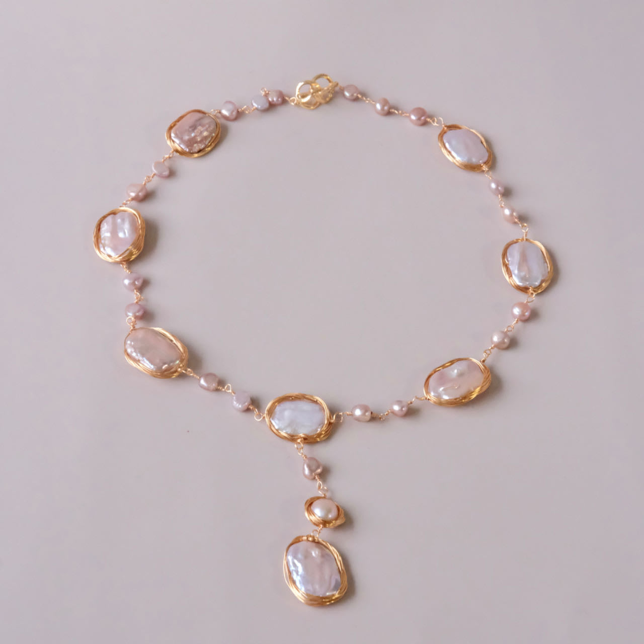 Baroque pearls wired pearls necklace