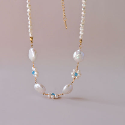 wired pearls flower shape pearls necklace