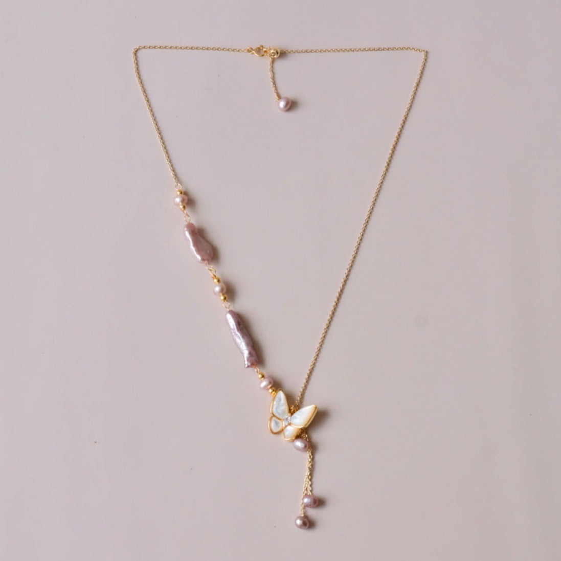 Baroque Pearl Necklace with Butterfly Motif