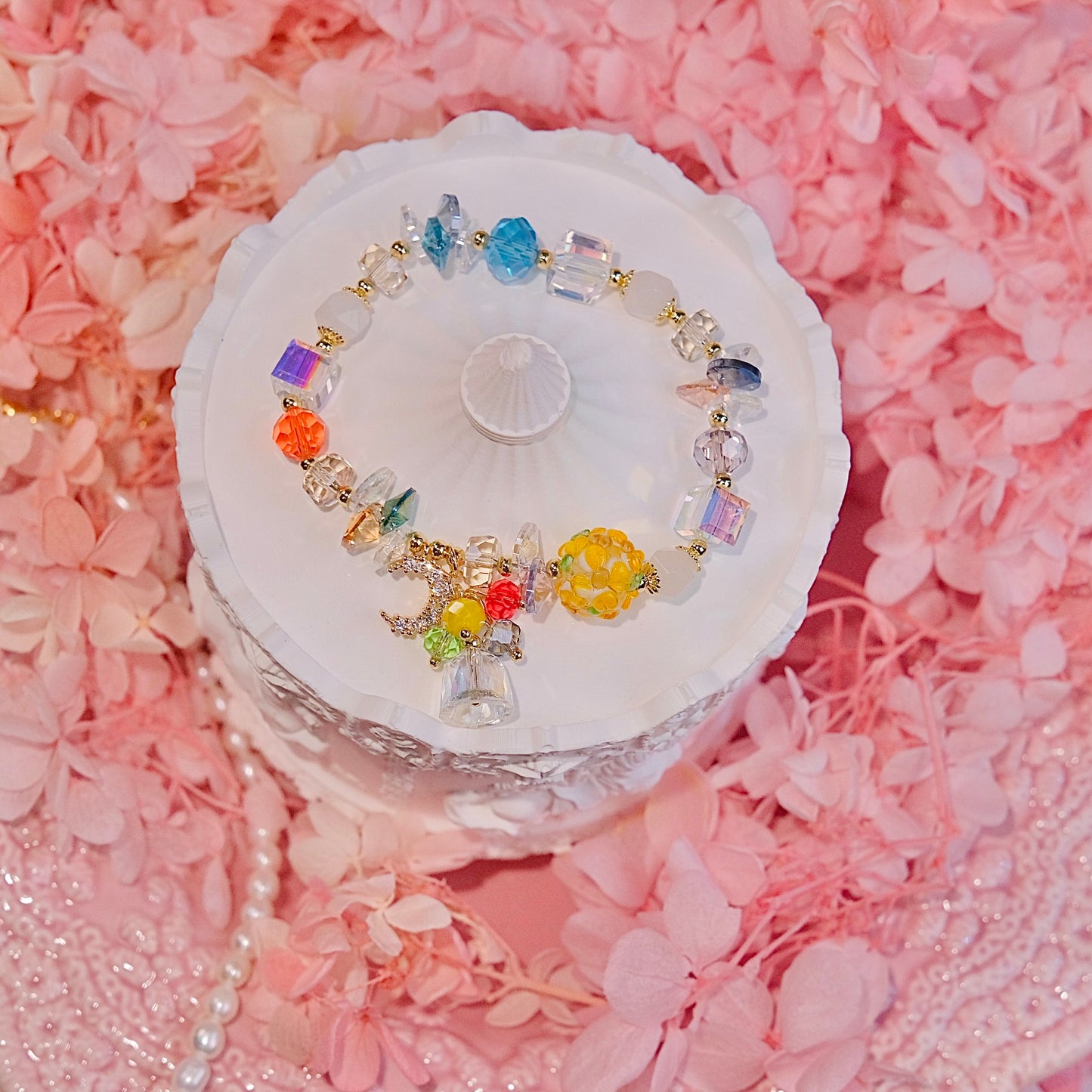 Pulsera de cuentas de flores en verano, cuentas de joyería de moda para mujer