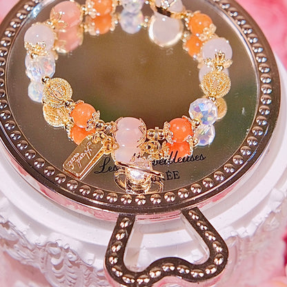 Pulsera de estrella rosa cuentas de ónix, cuentas de cristal rosa, pulsera de cristal austriaco cuentas de joyería de moda para mujer dailyjewelryannie