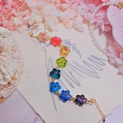 Pulsera de flores de bola de lluvia, joyería de moda para mujer, pulsera hecha a mano con cuentas