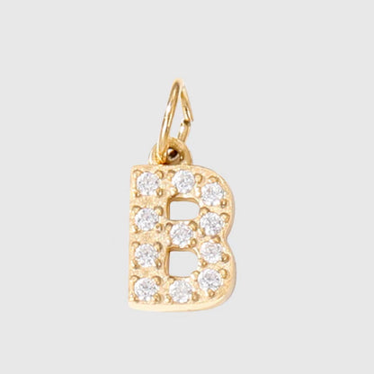 small Zircon Initial Charm Pendant