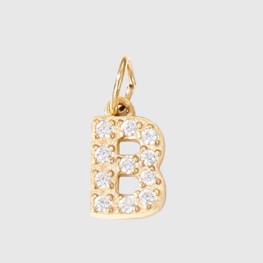 small Zircon Initial Charm Pendant