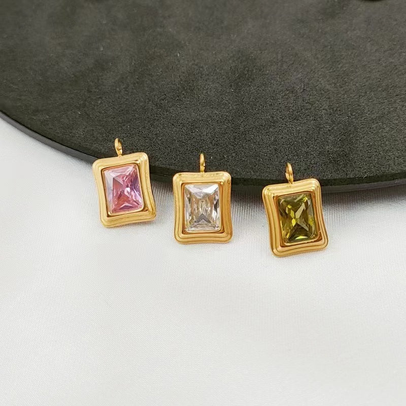 Zircon Square Charm Pendant