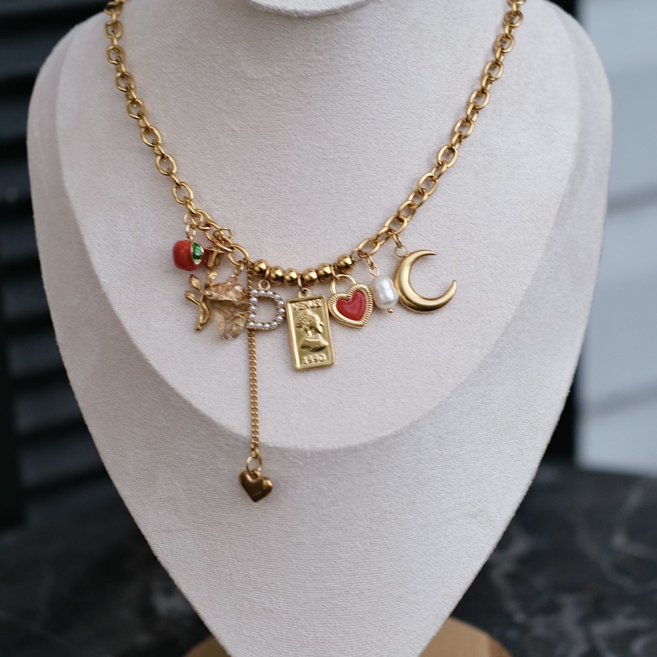 Personalized goldball with flower Charm Necklace-customization