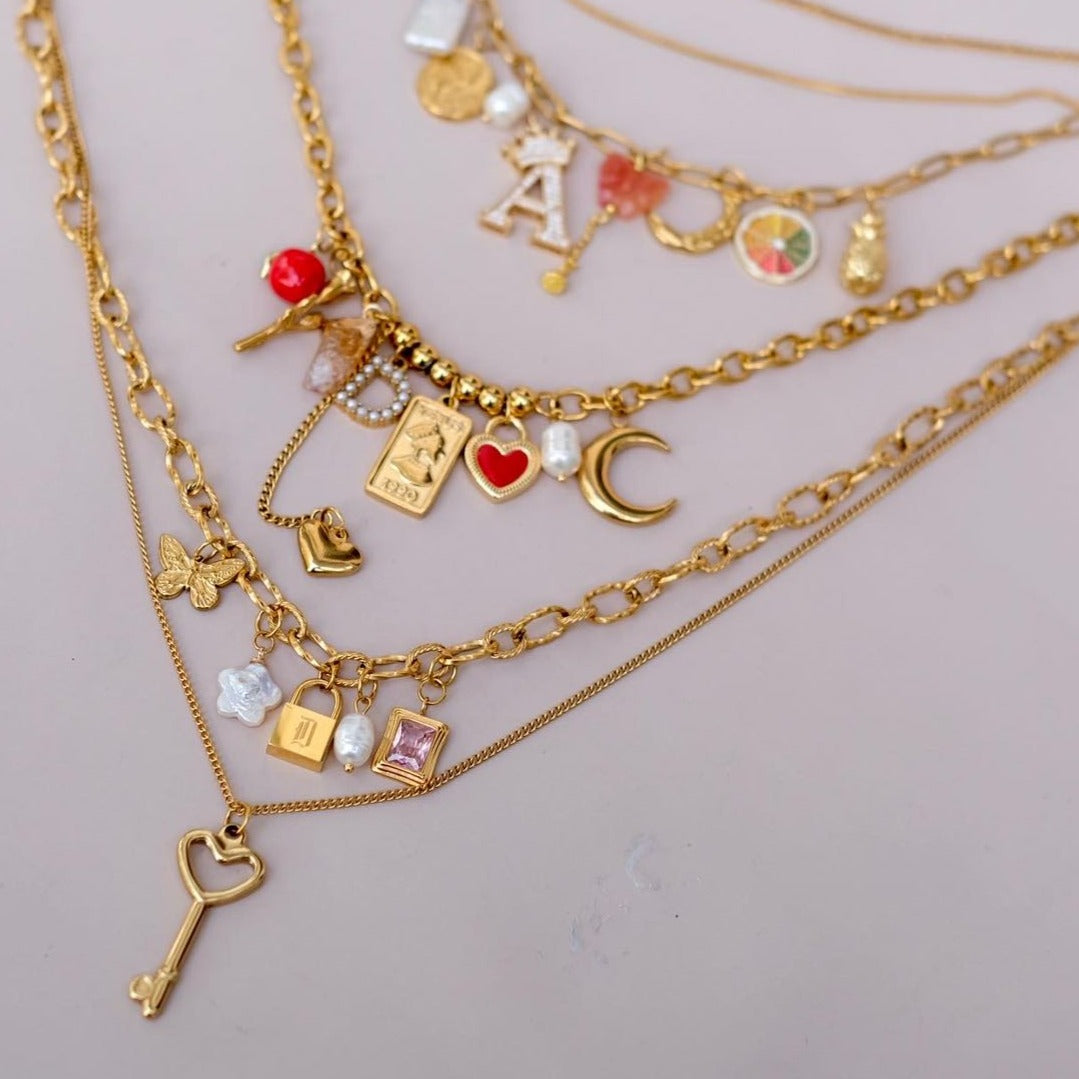 Gold ball 2  personailzed charms necklace