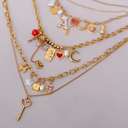 Gold ball 2  personailzed charms necklace