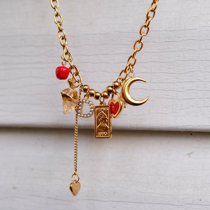 Gold ball  personailzed charms necklace