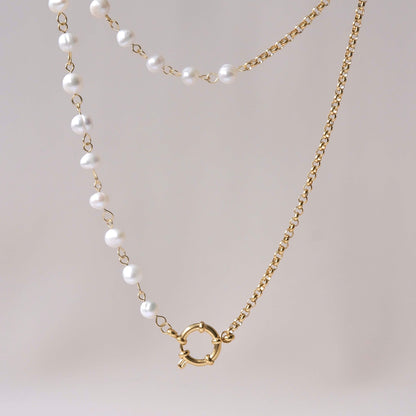 ONLY BASIC Pearl and box Chain Harmony basic personalized Necklace