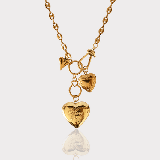 PRE-MADE Stacked Heart Charm Necklace – Romantic & Elegant Design