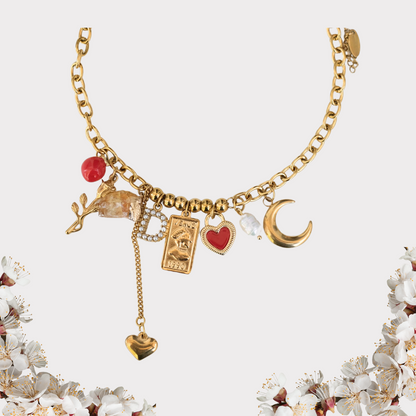 Gold ball  personailzed charms necklace