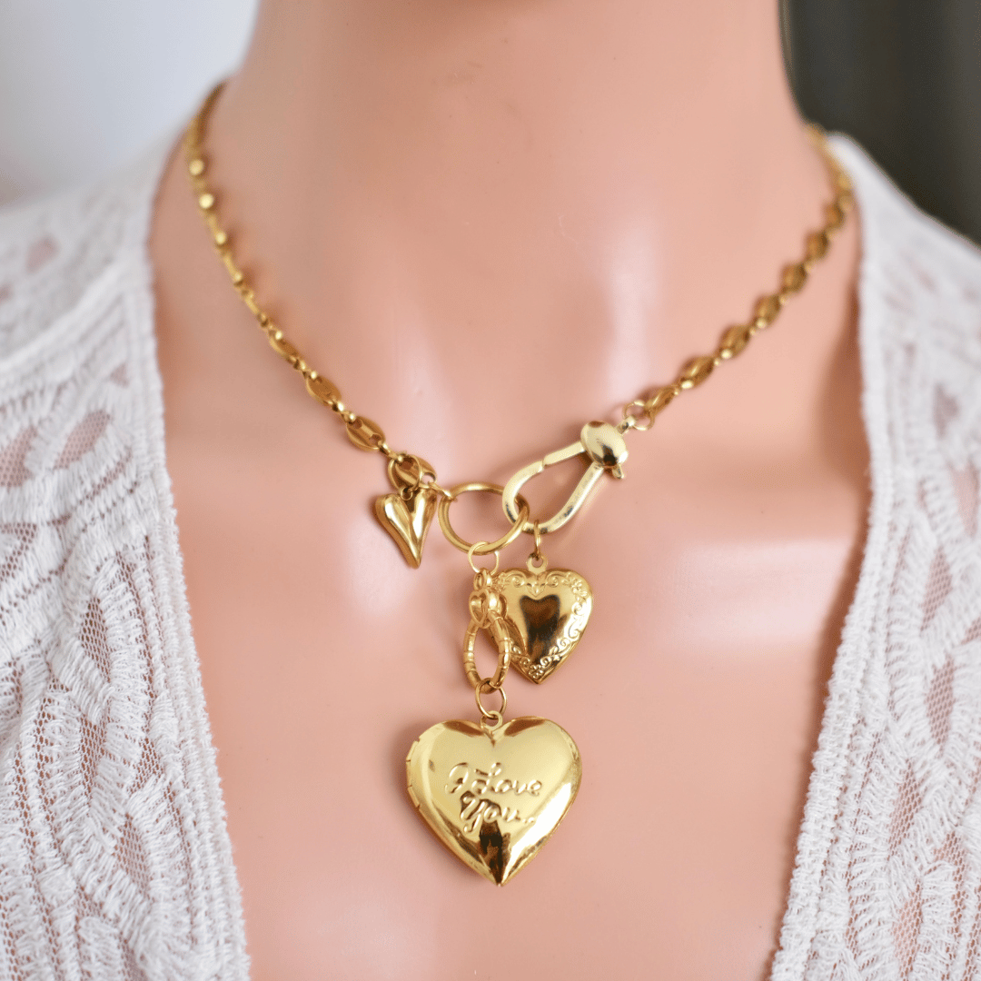 Customize Heart Clasp O-Link Charm Chain necklace