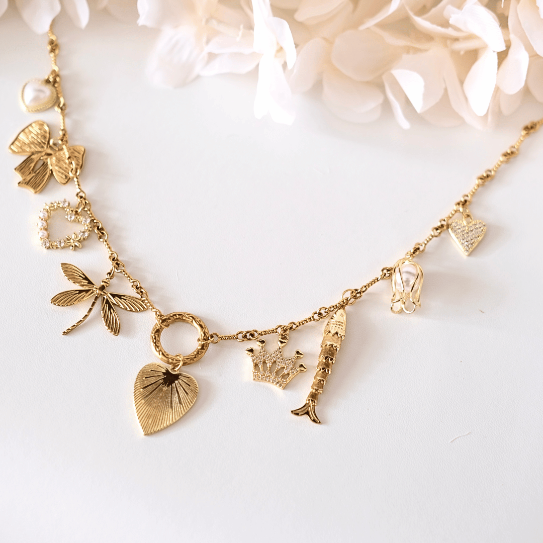 PRE-MADE HEART necklace with charms