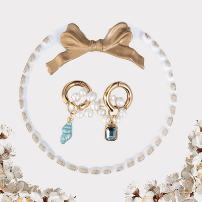 Ocean Elegance Faux Pearl & Crystal Charm Earrings