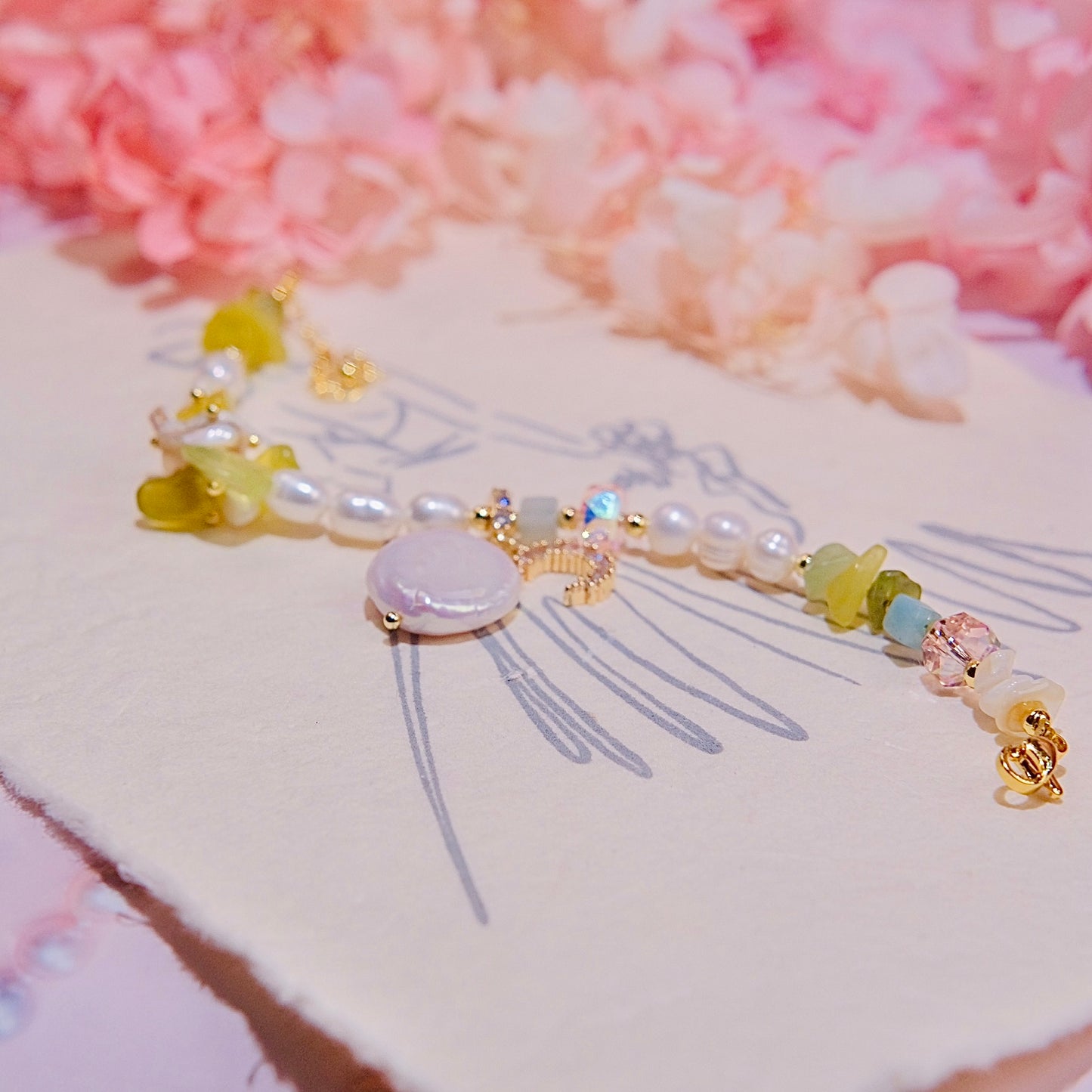 Pulsera de perlas de Luna de verano hecha a mano, cuentas de cristal de perlas naturales, pulsera de moda para mujer, cuentas de joyería dailyjewelryanni 