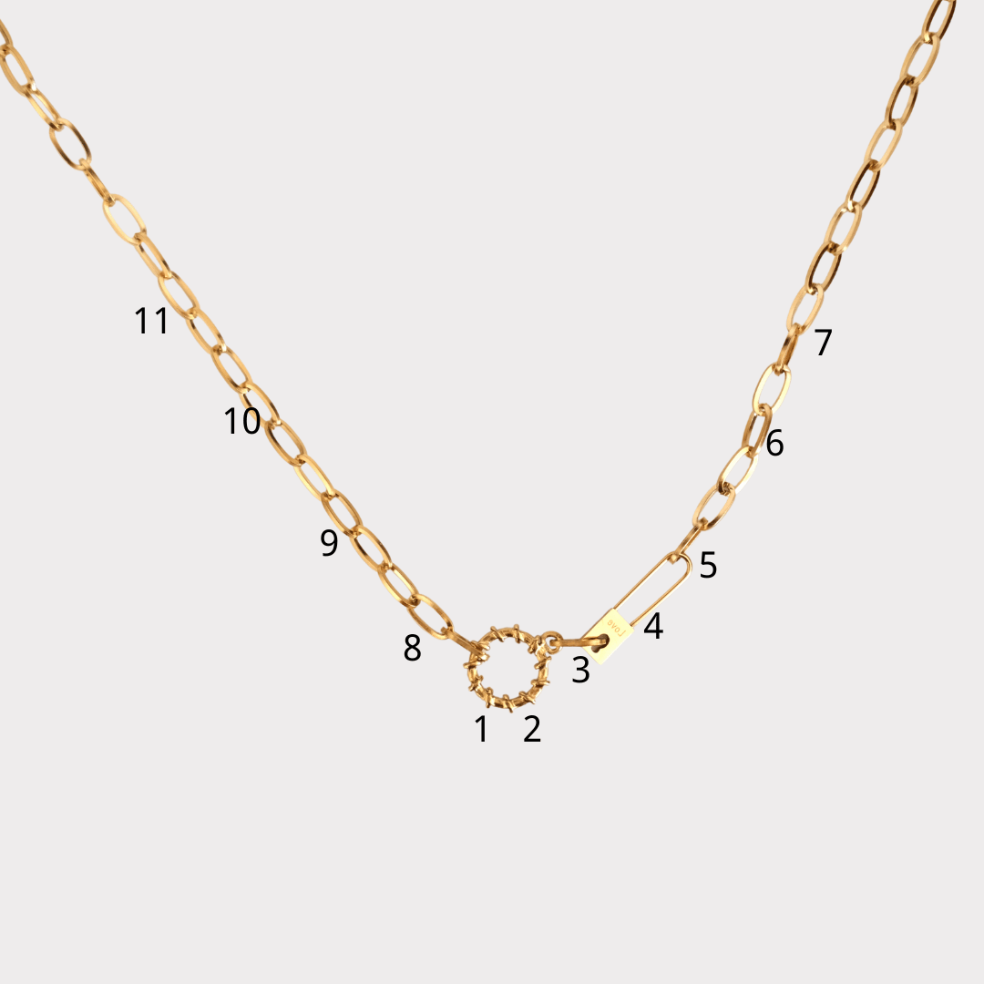 Customized gold CLIpper ring Charm Chain necklace