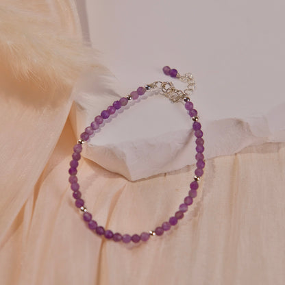 nature purple beads 3mm thin bracelet WOMAN FASHION Jewelry