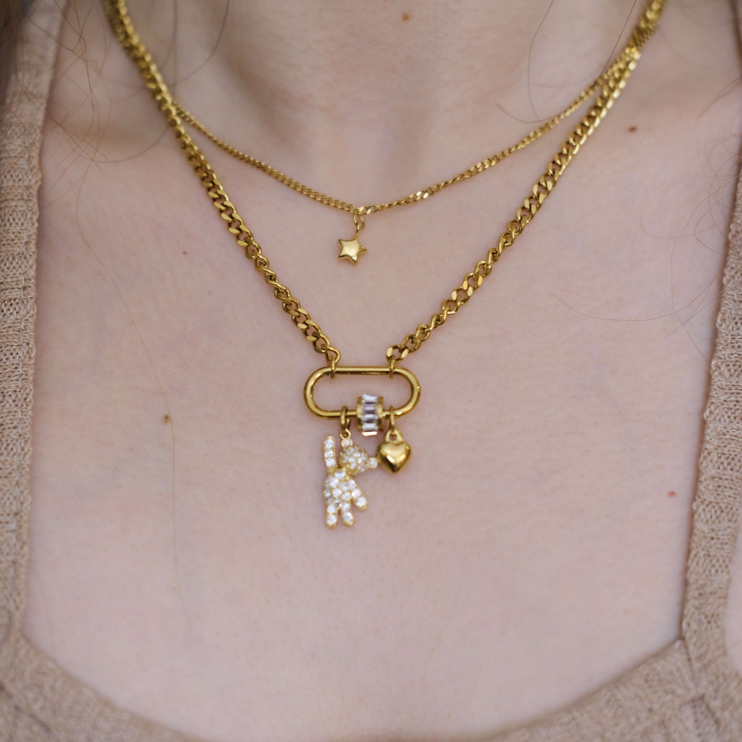 Mini Charm Double Chain personalized necklace Choker