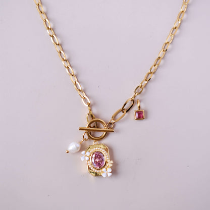 Pearl and Pesonalized Charms necklace