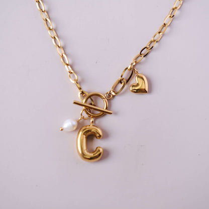 Thicker gold Initial Charm Pendant