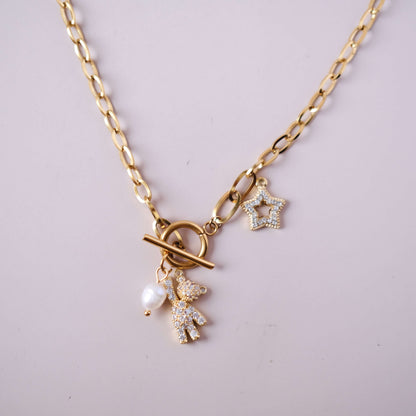 Pearl and Pesonalized Charms necklace