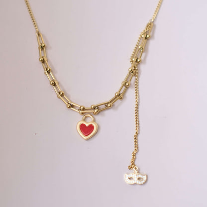 Gargantilla de collar de acero inoxidable con dijes intercambiables y candado de amor