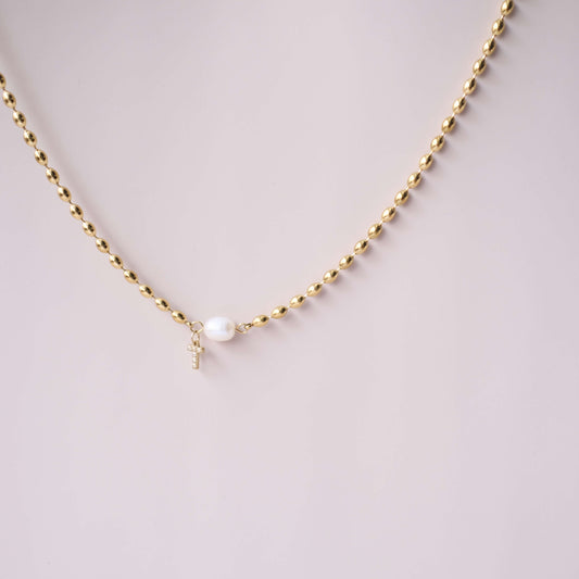 Single freshwater Pearl Chain with Personaized initial style necklace Choker