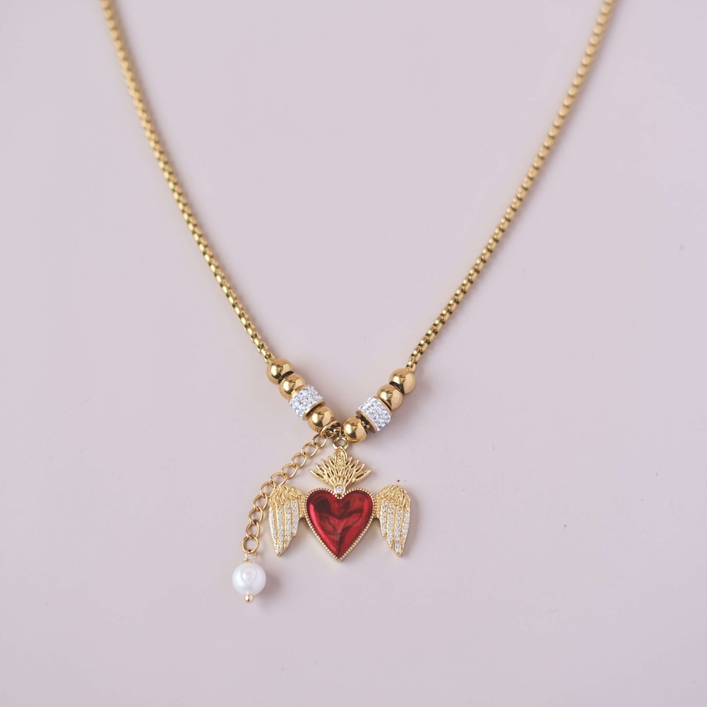 Personoalized Necklace with Sparkle Spacer Charm and Freshwater pearl