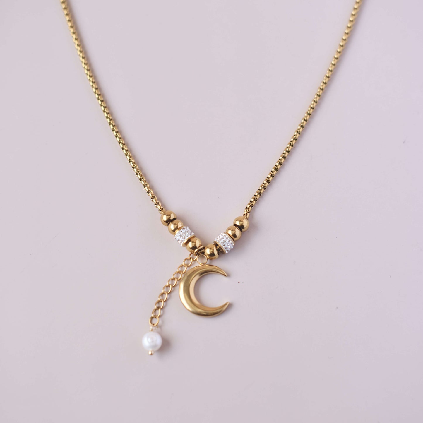 Personoalized Necklace with Sparkle Spacer Charm and Freshwater pearl