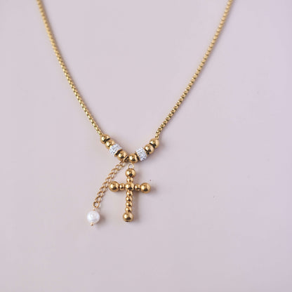 Personoalized Necklace with Sparkle Spacer Charm and Freshwater pearl